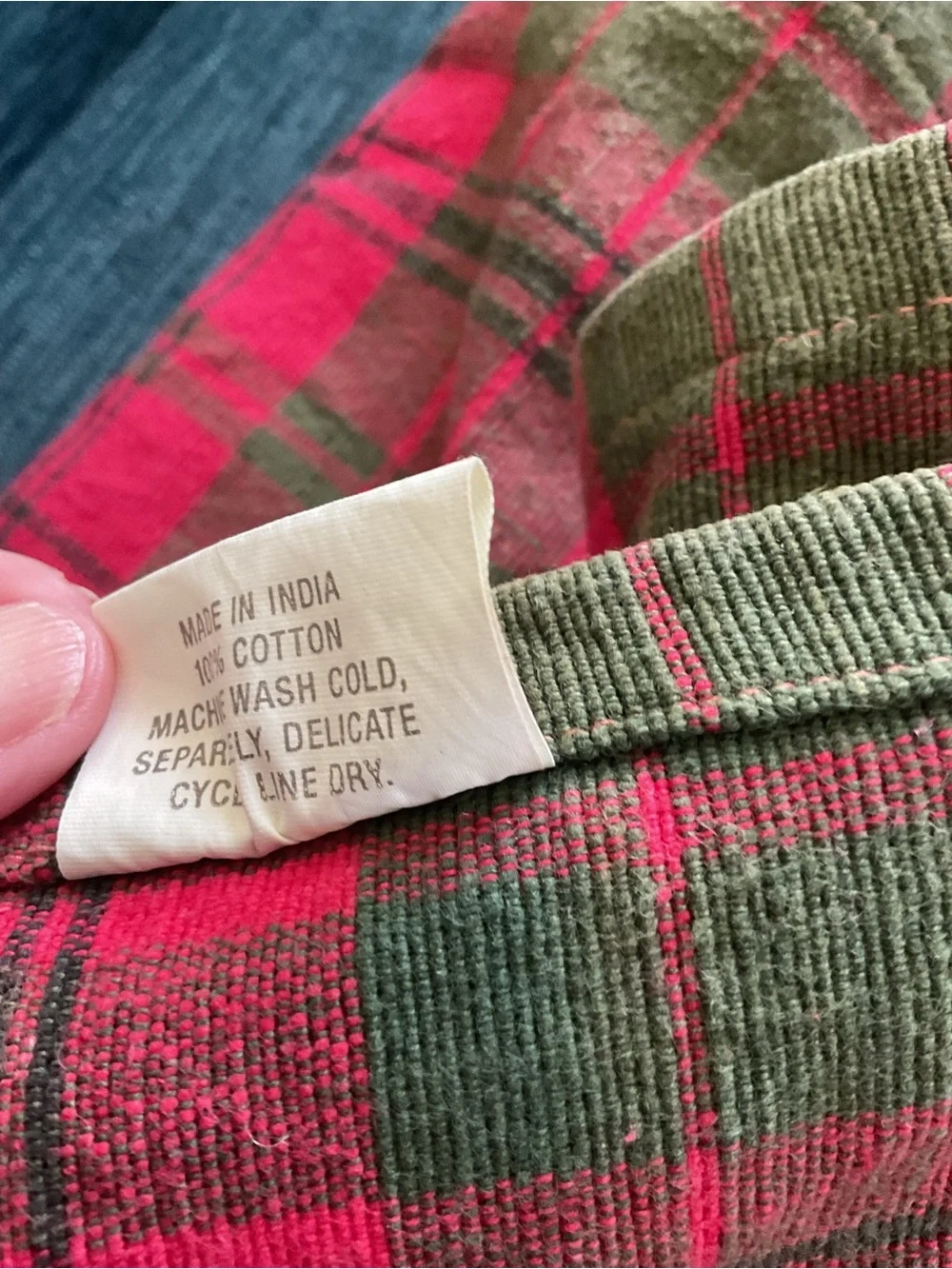 Crate&Barrel Red and Green Plaid table runner